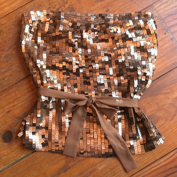 🥂P Phosphorus Silk & Sequins Tube Top, M - Picture 2 of 7